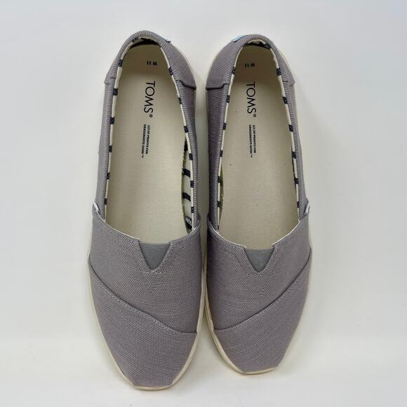 Toms Alpargata Heritage Canvas Slip Ons Womens Sz 11 Gray I.1.6 - Picture 12 of 14